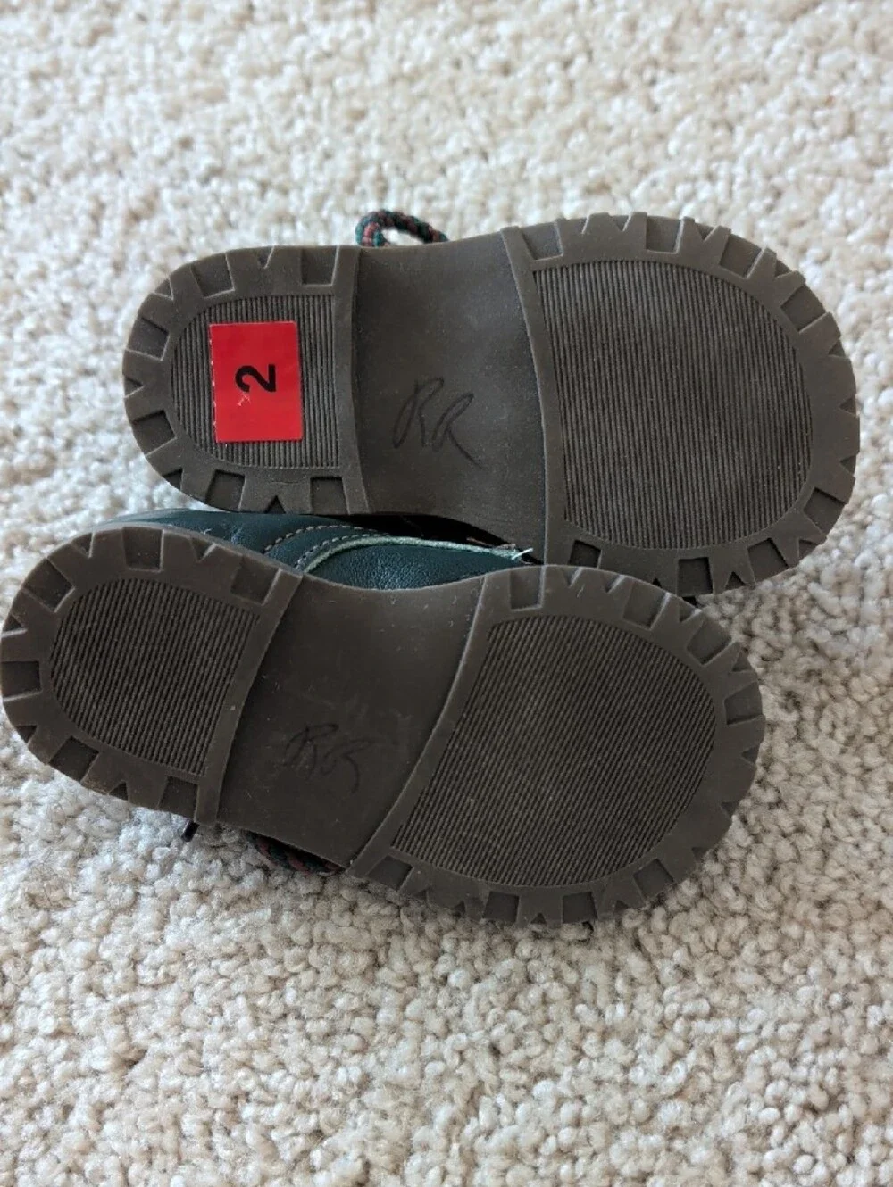 Vintage Style Infant Leather Oxford Shoes Dark Green Size 2